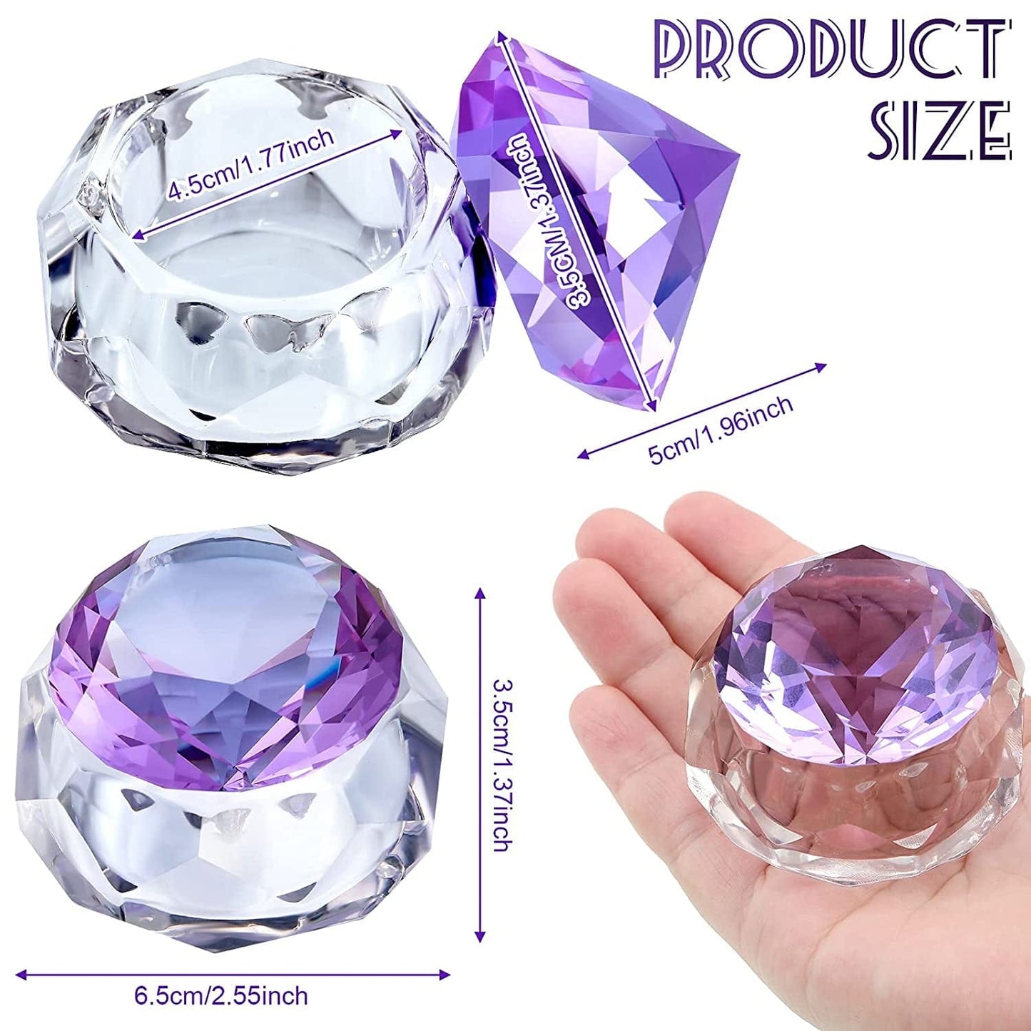 2 Pieces Dappen Dish with Lid, Liquid Powder Dappen Dish for Acrylic Nails Crystal Bowl Glass Dapping Dish Glassware Nail Stand Cup for Nail Manicure Care Tools DIY Health & Beauty > Personal Care > Cosmetics > Cosmetic Tools > Nail Tools Patelai   