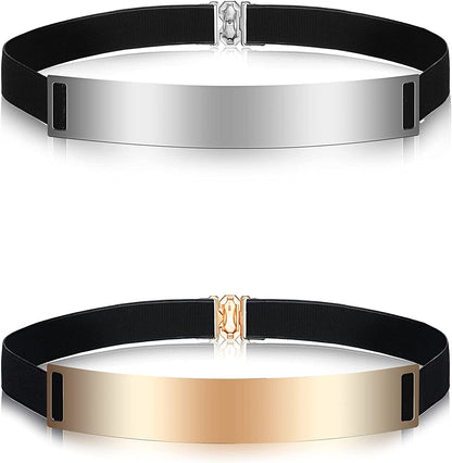 2 Pieces Gold Silver Belts for Women Dress Elastic Metal Waist Belt Dress Belt for Halloween Christmas Decorations Apparel & Accessories > Clothing Accessories > Belts Geyoga   