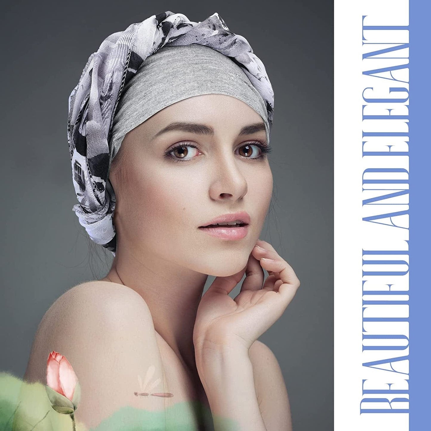 2 Pieces Headwear Silky Women Turbans Long Hair Head Scarf Sleep Beanie Head Scarf Headwraps for Women Apparel & Accessories > Clothing Accessories > Headwear Geyoga   