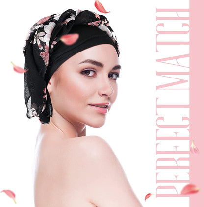2 Pieces Headwear Silky Women Turbans Long Hair Head Scarf Sleep Beanie Head Scarf Headwraps for Women Apparel & Accessories > Clothing Accessories > Headwear Geyoga   