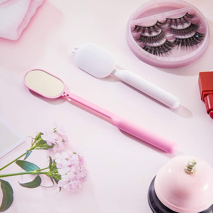 2 Pieces Lash Mirror Eyelash Extension Mirror Makeup Mini Mirror Lightweight Makeup Mirror Mirror Lash Tools for Makeup Eyelash Extensions Supplies, 2 Colors (White, Pink) Health & Beauty > Personal Care > Cosmetics > Cosmetic Tools > Makeup Tools Jetec   