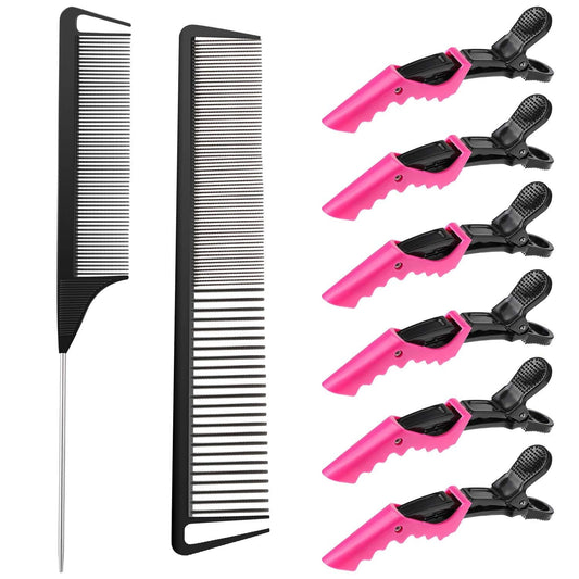 2 Pieces Parting Comb and 6 Pieces Hair Clip, Women Rat Tail Comb Cutting Comb with Wide and Fine Teeth Salon Hairdressing Hair Care Tools Health & Beauty > Personal Care > Hair Care Patelai   