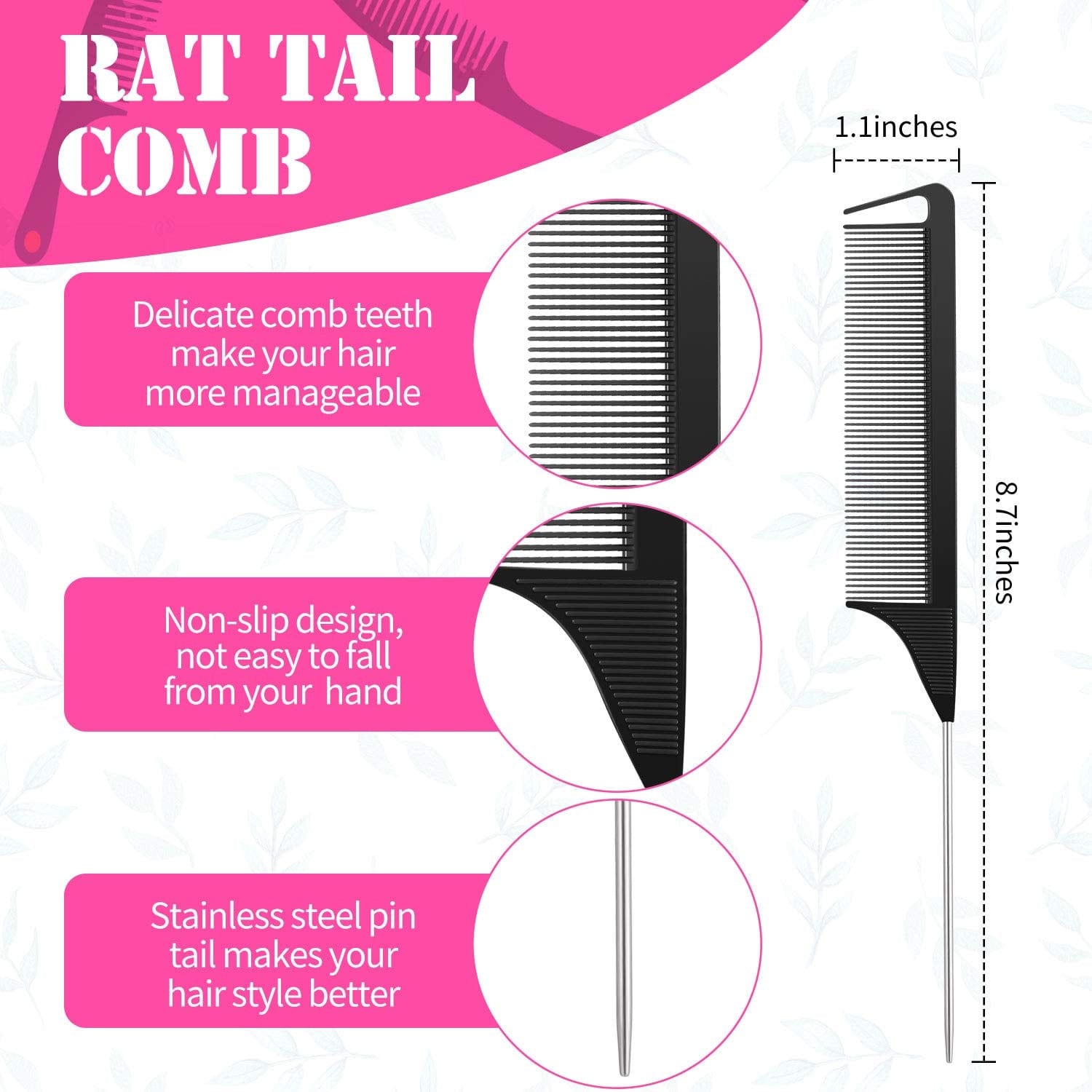 2 Pieces Parting Comb and 6 Pieces Hair Clip, Women Rat Tail Comb Cutting Comb with Wide and Fine Teeth Salon Hairdressing Hair Care Tools Health & Beauty > Personal Care > Hair Care Patelai   