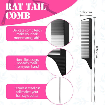 2 Pieces Parting Comb and 6 Pieces Hair Clip, Women Rat Tail Comb Cutting Comb with Wide and Fine Teeth Salon Hairdressing Hair Care Tools Health & Beauty > Personal Care > Hair Care Patelai   