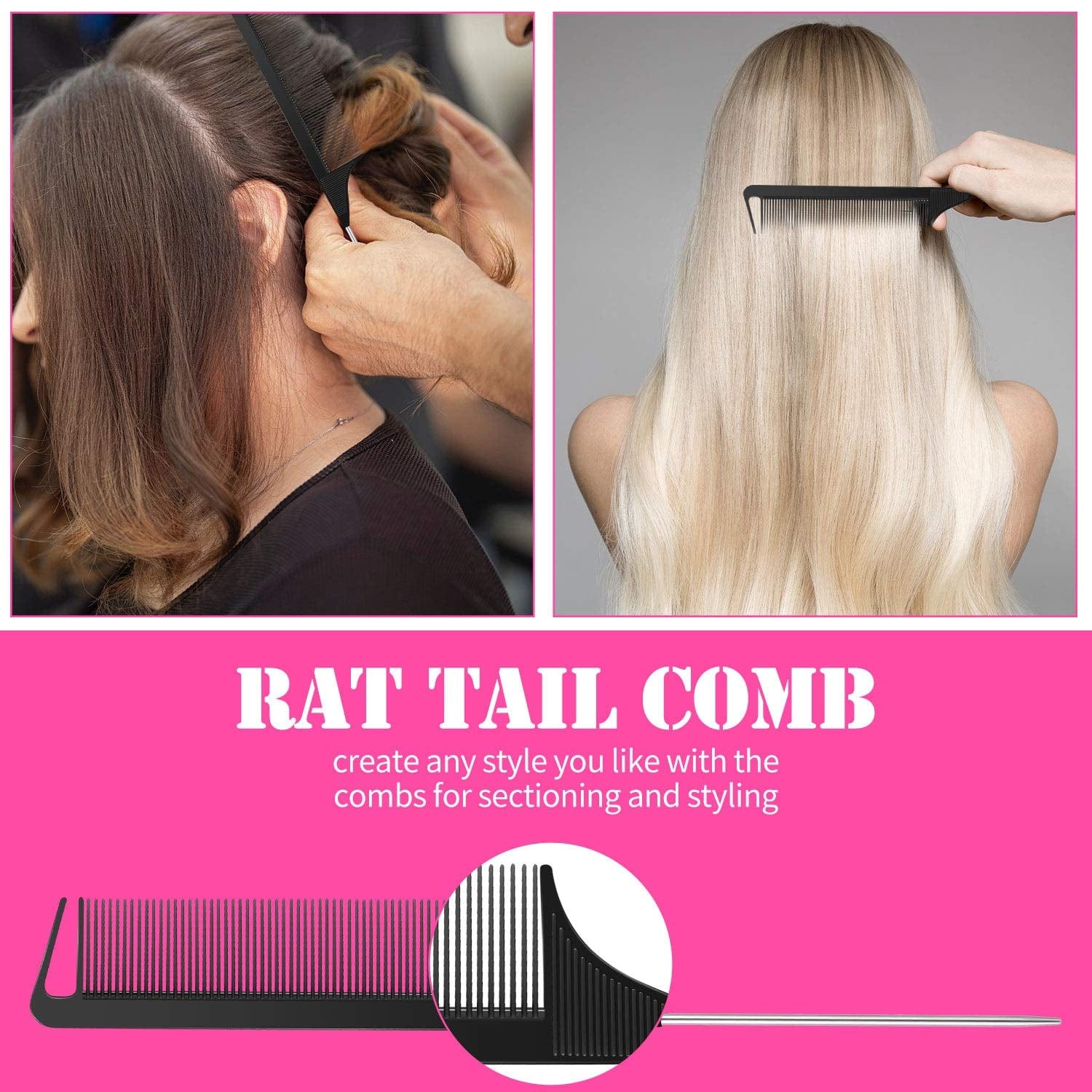 2 Pieces Parting Comb and 6 Pieces Hair Clip, Women Rat Tail Comb Cutting Comb with Wide and Fine Teeth Salon Hairdressing Hair Care Tools Health & Beauty > Personal Care > Hair Care Patelai   