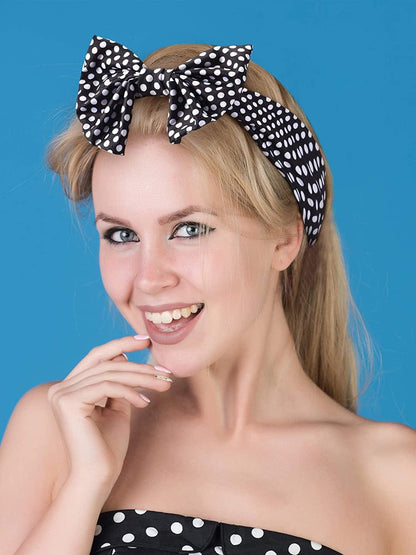 2 Pieces Red Polka Dot Headbands Retro Bandana Bow Headband Bow Tie Head Wrap 50S Bow Headband Vintage Print Christmas Hairband Hair Accessories for Girls and Women Apparel & Accessories > Clothing Accessories > Bandanas & Headties Syhood   