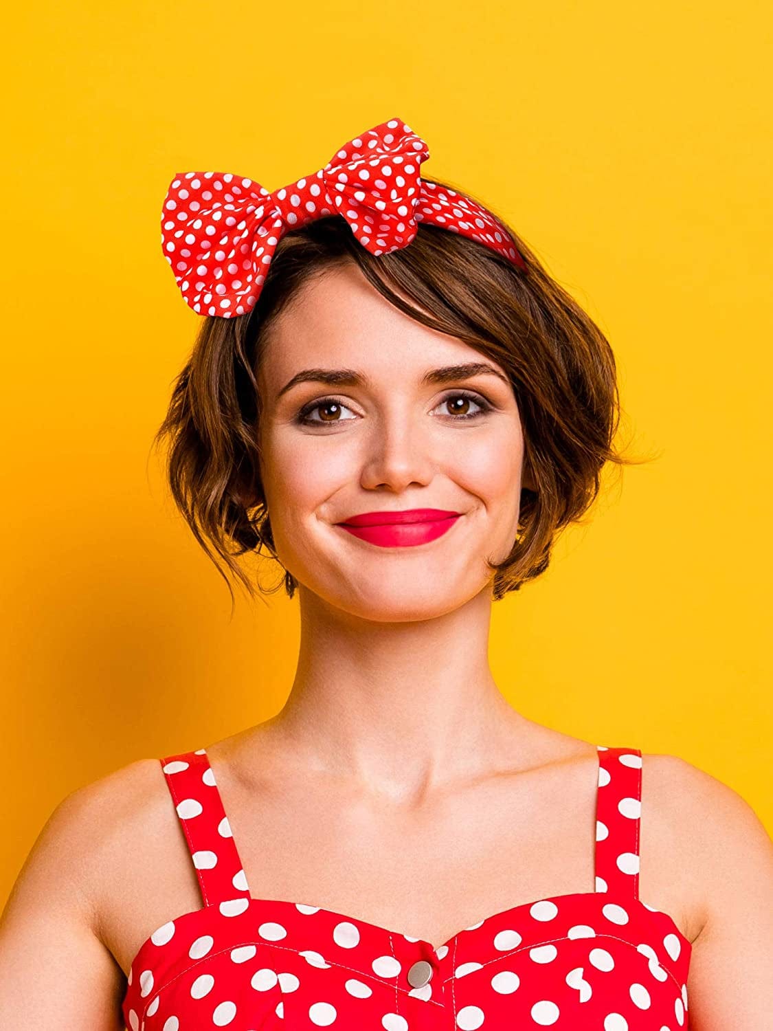 2 Pieces Red Polka Dot Headbands Retro Bandana Bow Headband Bow Tie Head Wrap 50S Bow Headband Vintage Print Christmas Hairband Hair Accessories for Girls and Women Apparel & Accessories > Clothing Accessories > Bandanas & Headties Syhood   