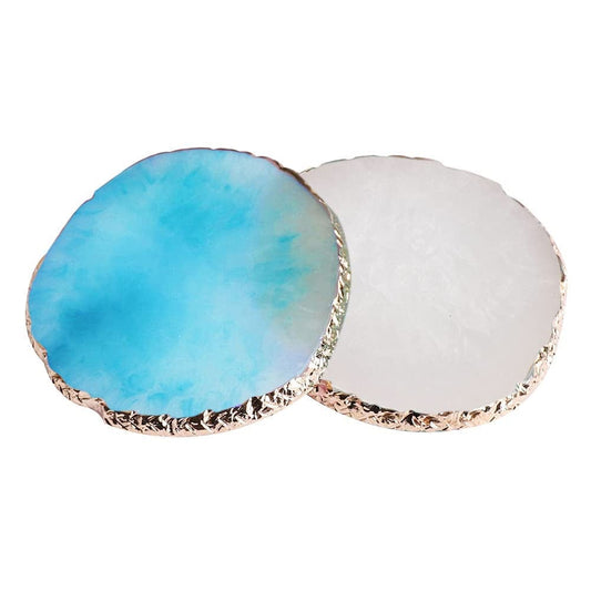 2 Pieces Resin Nail Art Palette, Nail Art Painting Gel Palette Gold Edge Nail Gel Color Makeup Display Board Nail Art Display Cosmetic Mixing Tools Health & Beauty > Personal Care > Cosmetics > Cosmetic Tools > Nail Tools SUMAJU White and Blue  