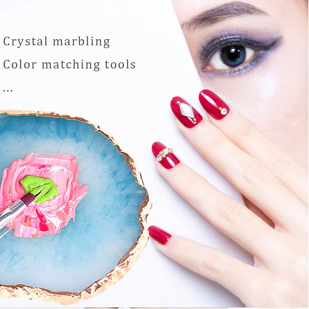 2 Pieces Resin Nail Art Palette, Nail Art Painting Gel Palette Gold Edge Nail Gel Color Makeup Display Board Nail Art Display Cosmetic Mixing Tools Health & Beauty > Personal Care > Cosmetics > Cosmetic Tools > Nail Tools SUMAJU   