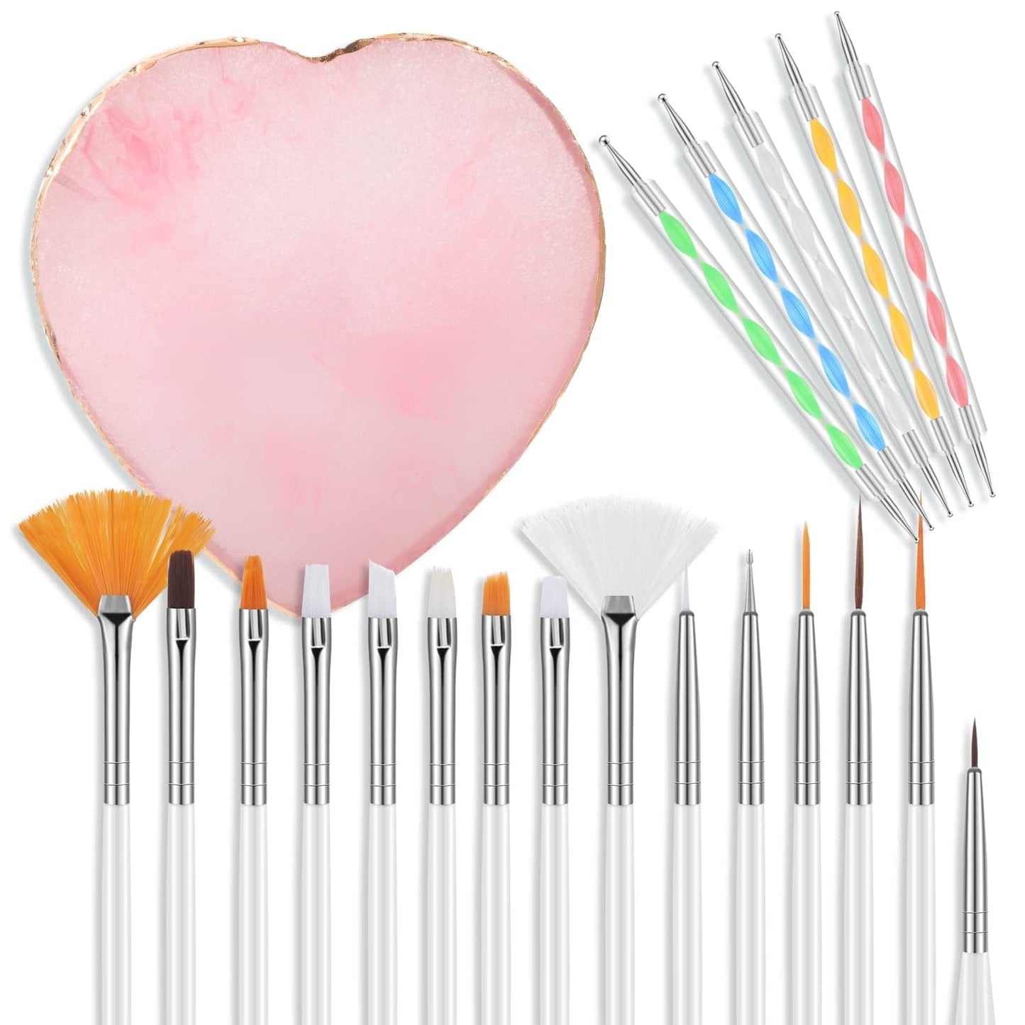 2 Pieces Resin Nail Art Palette, Nail Art Painting Gel Palette Gold Edge Nail Gel Color Makeup Display Board Nail Art Display Cosmetic Mixing Tools Health & Beauty > Personal Care > Cosmetics > Cosmetic Tools > Nail Tools SUMAJU Pink  