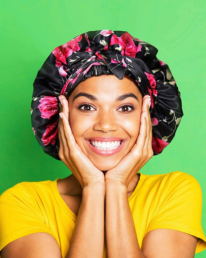2 Pieces Soft Satin Head Scarf Sleeping Cap Bonnet Headwear Head Wrap Turbans for Women Long Curly Hair, Braids Apparel & Accessories > Clothing Accessories > Headwear Syhood   