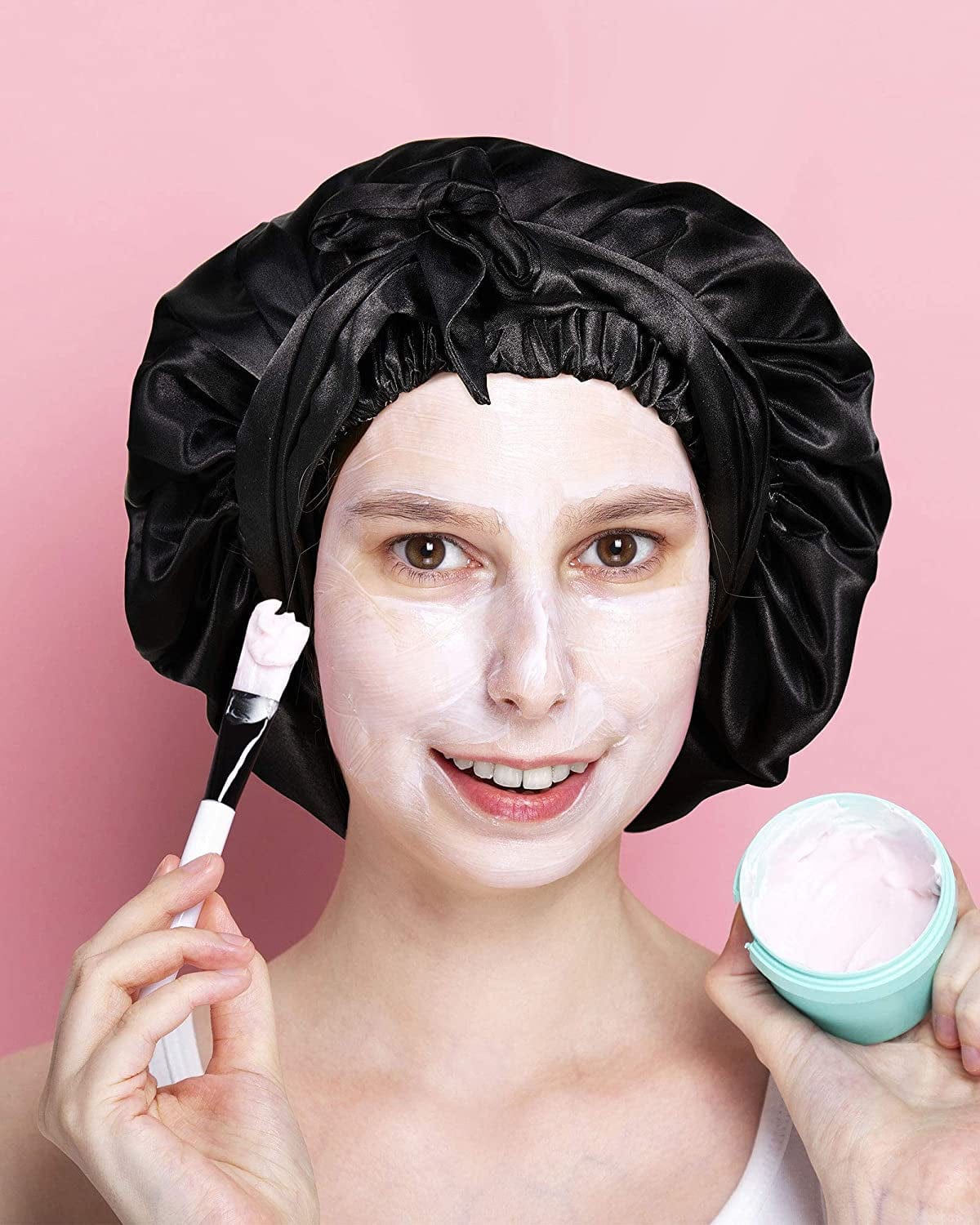 2 Pieces Soft Satin Head Scarf Sleeping Cap Bonnet Headwear Head Wrap Turbans for Women Long Curly Hair, Braids Apparel & Accessories > Clothing Accessories > Headwear Syhood   