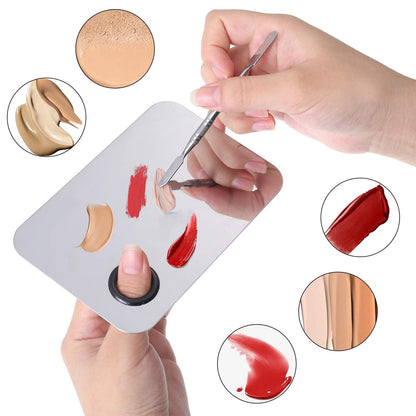 2 Pieces Stainless Steel Cosmetic Makeup Palette, Professional Cosmetic Mixing Makeup Palette Spatula Makeup Artist Tool, Beauty Salon Nail Art Eye Shadow Eyelash Pigment Blending Health & Beauty > Personal Care > Cosmetics > Cosmetic Tools > Makeup Tools Outus   