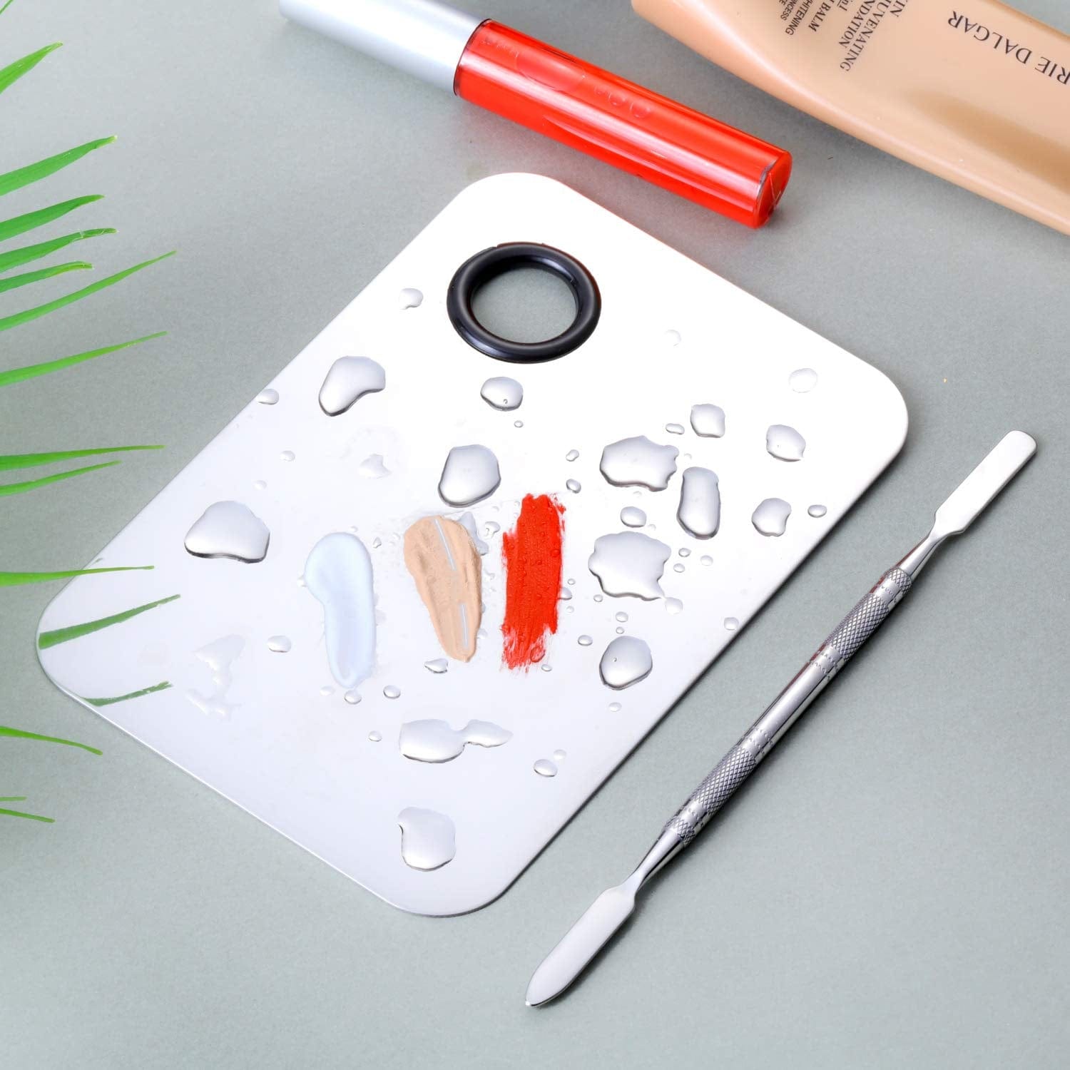 2 Pieces Stainless Steel Cosmetic Makeup Palette, Professional Cosmetic Mixing Makeup Palette Spatula Makeup Artist Tool, Beauty Salon Nail Art Eye Shadow Eyelash Pigment Blending Health & Beauty > Personal Care > Cosmetics > Cosmetic Tools > Makeup Tools Outus   