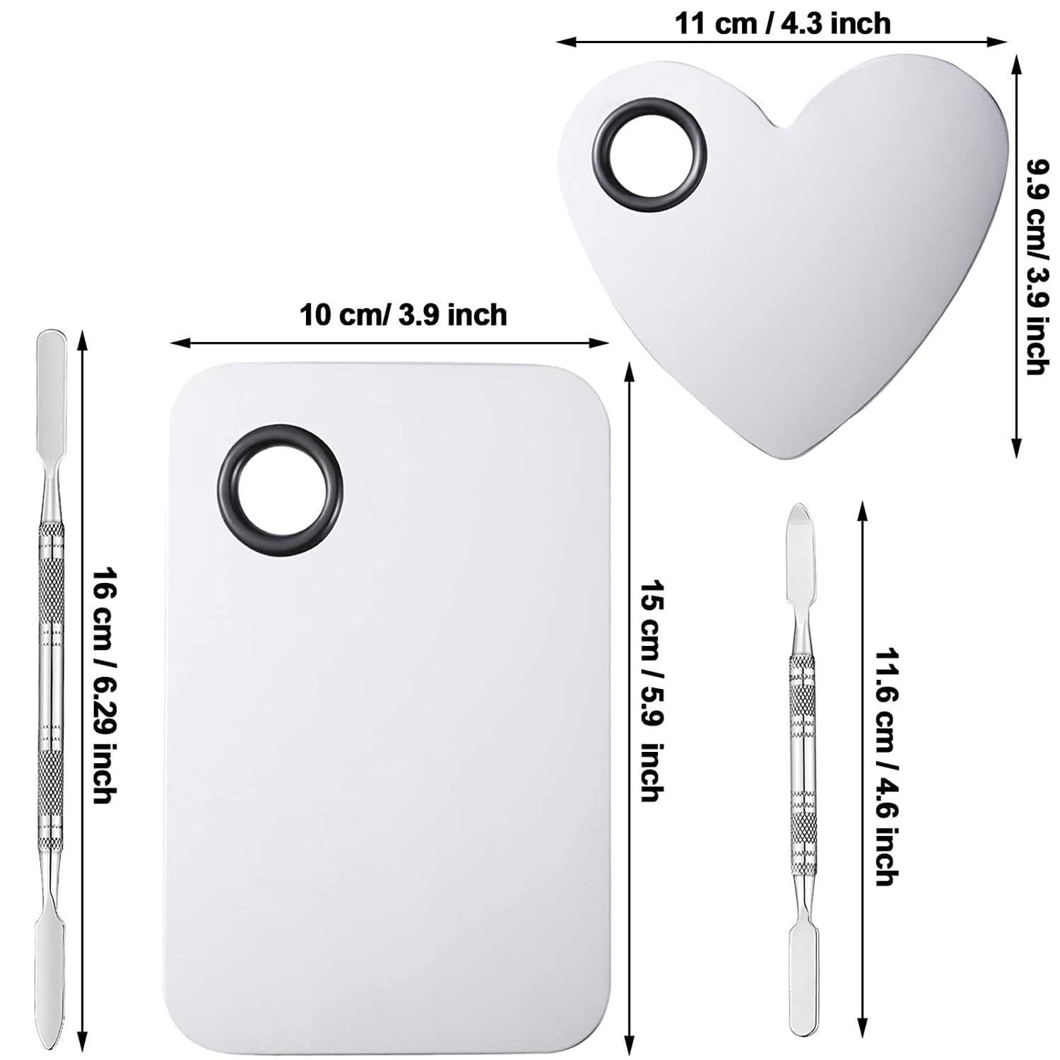 2 Pieces Stainless Steel Cosmetic Makeup Palette, Professional Cosmetic Mixing Makeup Palette Spatula Makeup Artist Tool, Beauty Salon Nail Art Eye Shadow Eyelash Pigment Blending Health & Beauty > Personal Care > Cosmetics > Cosmetic Tools > Makeup Tools Outus   