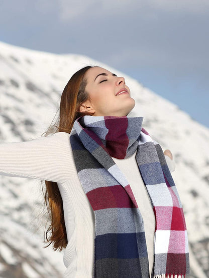2 Pieces Women Buffalo Plaid Scarf Winter Buffalo Check Scarves Warm Blanket Scarf Plaid Wrap Shawl Apparel & Accessories > Clothing Accessories > Scarves & Shawls SATINIOR   