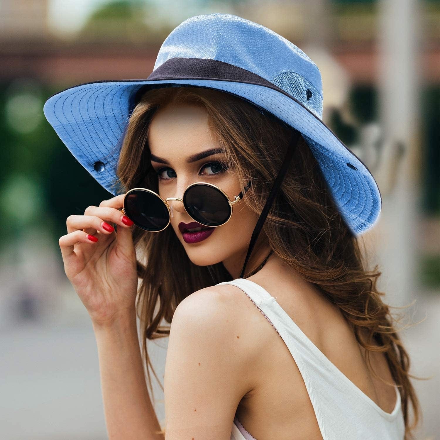 2 Pieces Women'S Outdoor Sun Hat UV Protection Foldable Mesh Wide Brim Beach Fishing Cap Apparel & Accessories > Clothing Accessories > Hats Norme   
