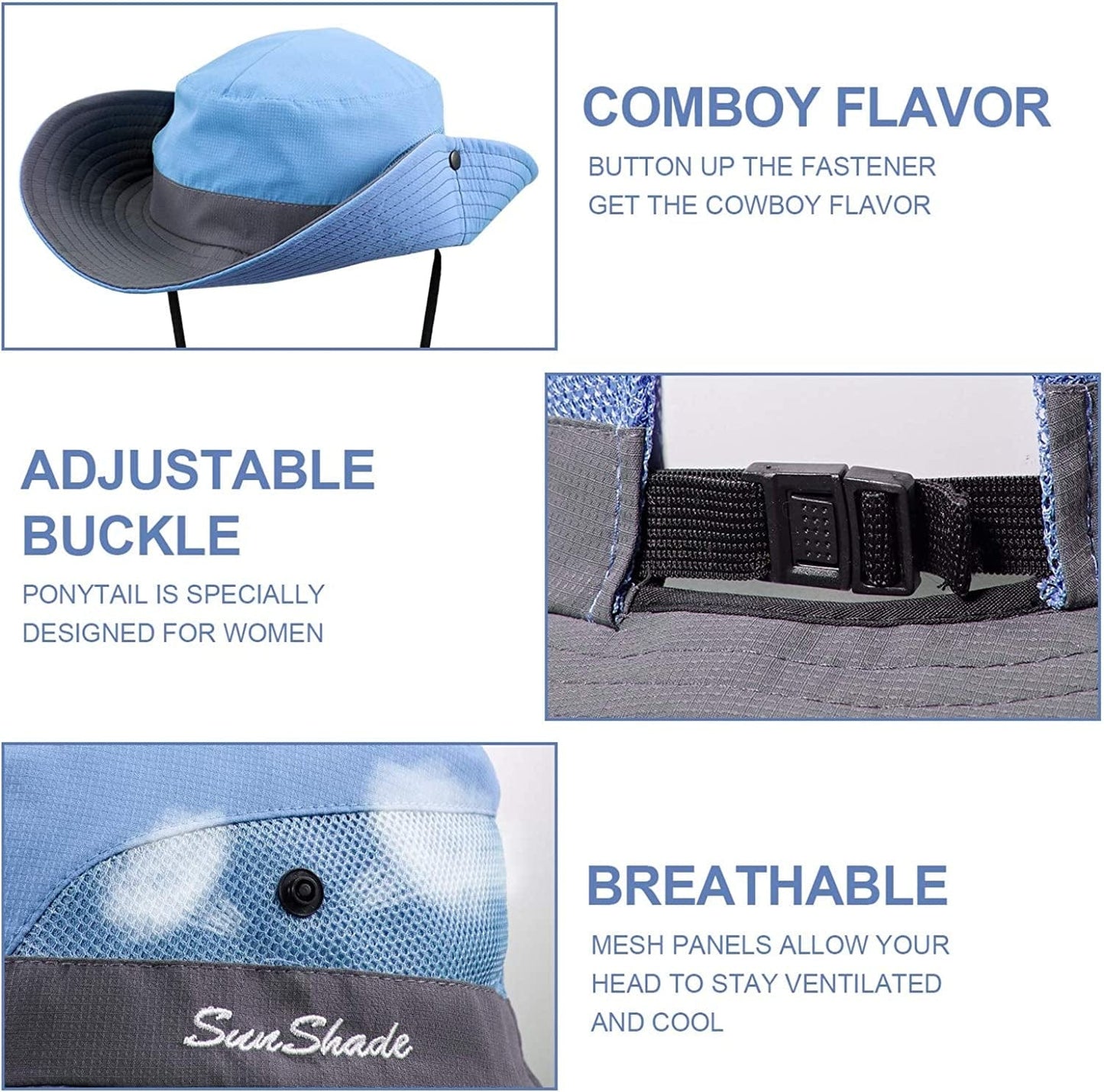 2 Pieces Women'S Outdoor Sun Hat UV Protection Foldable Mesh Wide Brim Beach Fishing Cap Apparel & Accessories > Clothing Accessories > Hats Norme   