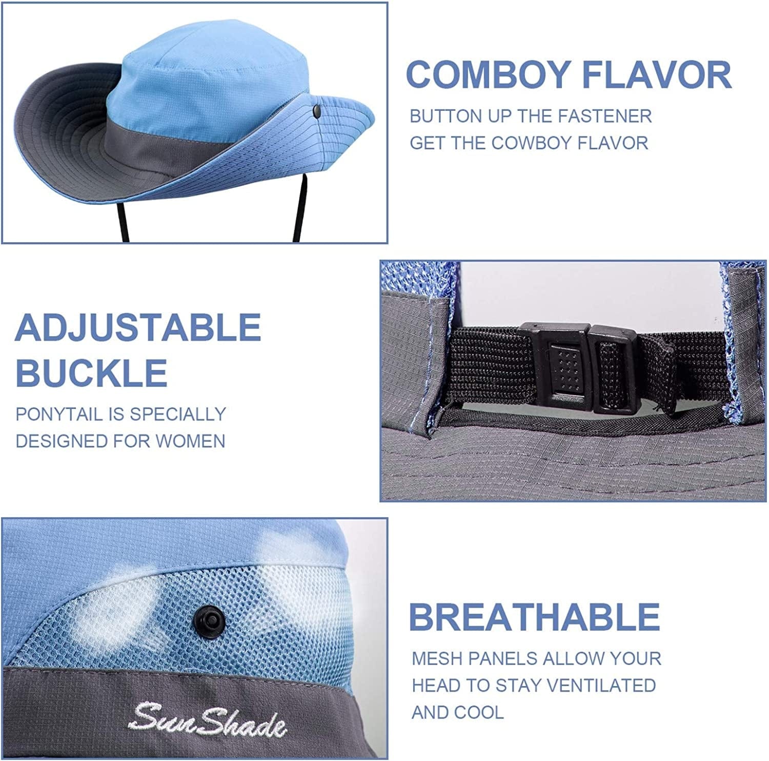 2 Pieces Women'S Outdoor Sun Hat UV Protection Foldable Mesh Wide Brim Beach Fishing Cap Apparel & Accessories > Clothing Accessories > Hats Norme   