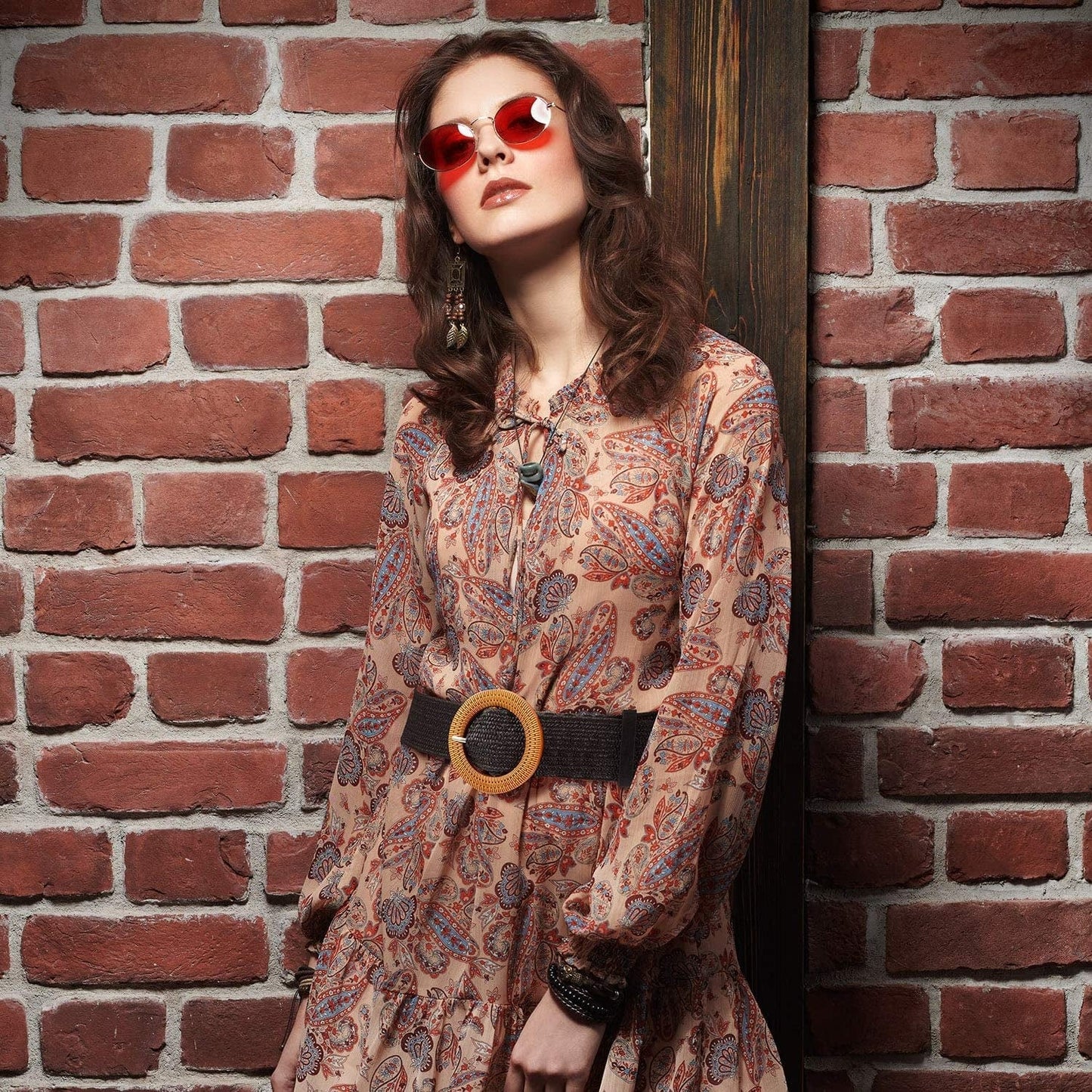 2 Pieces Women Straw Woven Elastic Stretch Waist Belt Skinny Dress Braided Waist Belt with Wooden Style Buckle Apparel & Accessories > Clothing Accessories > Belts SATINIOR   