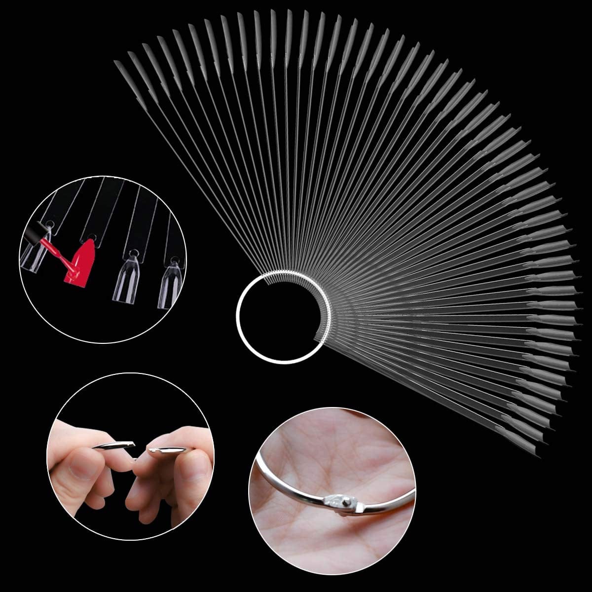 2 Set 100 Tips Clear Nail Art Swatches Sticks Polish Board Display Practice Sticks Tool Transparent Fan-Shaped Nail Art Tips False Nail Sticks with Metal Screw Ring Plastic Christmas Gift Health & Beauty > Personal Care > Cosmetics > Cosmetic Tools > Nail Tools TTSAM   