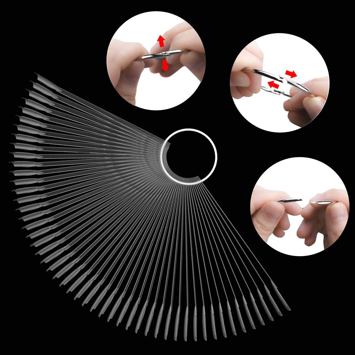 2 Set 100 Tips Clear Nail Art Swatches Sticks Polish Board Display Practice Sticks Tool Transparent Fan-Shaped Nail Art Tips False Nail Sticks with Metal Screw Ring Plastic Christmas Gift Health & Beauty > Personal Care > Cosmetics > Cosmetic Tools > Nail Tools TTSAM   