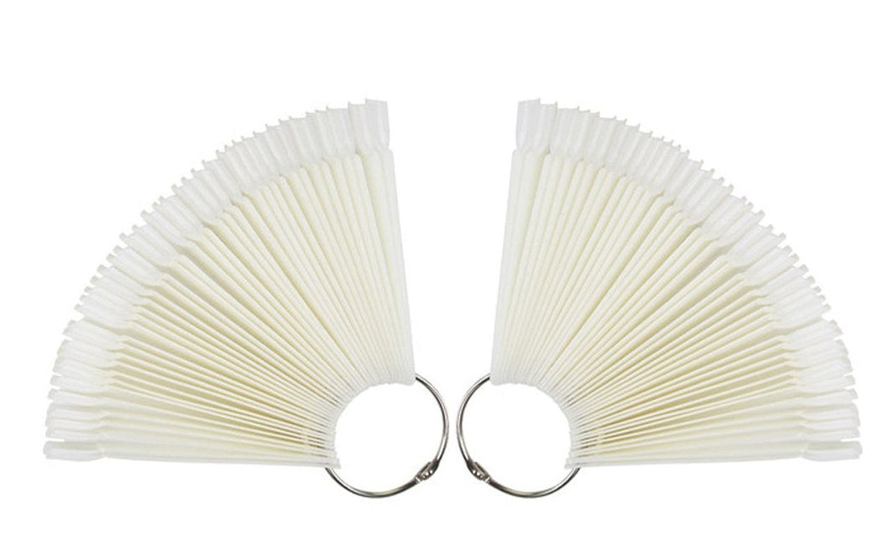 2 Set/100 Tips Fan-Shaped Nail Art Display Sticks Nail Polish Color Sample Sticks Display Polish Board Practice Tool with Metal Screw Split Ring Holder for Nail Art Display and Home DIY (White) Health & Beauty > Personal Care > Cosmetics > Cosmetic Tools > Nail Tools mollensiuer   