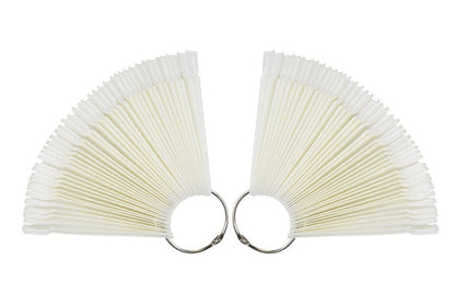 2 Set/100 Tips Fan-Shaped Nail Art Display Sticks Nail Polish Color Sample Sticks Display Polish Board Practice Tool with Metal Screw Split Ring Holder for Nail Art Display and Home DIY (White) Health & Beauty > Personal Care > Cosmetics > Cosmetic Tools > Nail Tools mollensiuer   