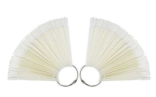 2 Set/100 Tips Fan-Shaped Nail Art Display Sticks Nail Polish Color Sample Sticks Display Polish Board Practice Tool with Metal Screw Split Ring Holder for Nail Art Display and Home DIY (White) Health & Beauty > Personal Care > Cosmetics > Cosmetic Tools > Nail Tools mollensiuer   