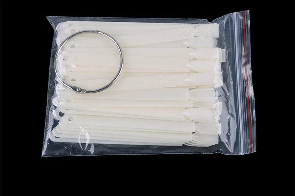 2 Set/100 Tips Fan-Shaped Nail Art Display Sticks Nail Polish Color Sample Sticks Display Polish Board Practice Tool with Metal Screw Split Ring Holder for Nail Art Display and Home DIY (White) Health & Beauty > Personal Care > Cosmetics > Cosmetic Tools > Nail Tools mollensiuer   