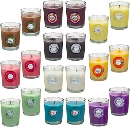 20 Pack Strong Scented Candles Gift Set with 10 Fragrances for Home and Women, Aromatherapy Soy Wax Glass Jar Candle 02-Multi-Colored