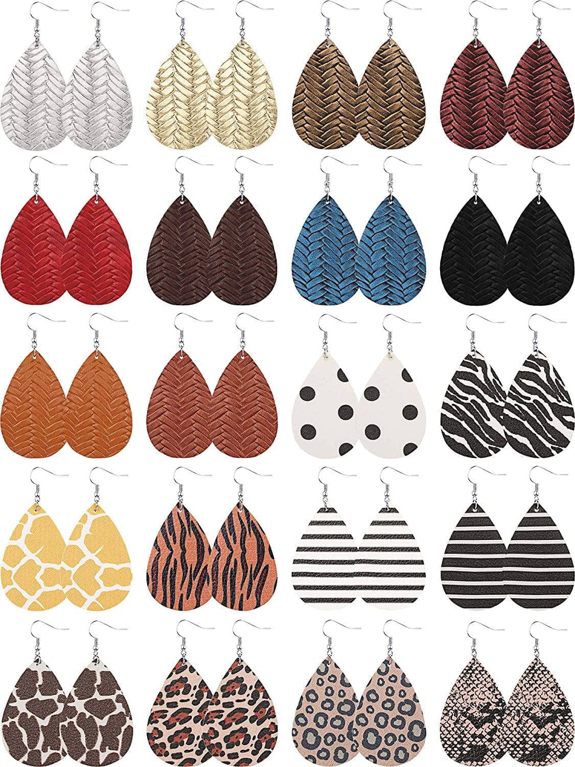 20 Pairs Faux Leather Earrings Lightweight Leaf Earring Teardrop Fall Dangle Earrings for Halloween Christmas Party Apparel & Accessories > Jewelry > Earrings Hicarer Classic with Bold Style  