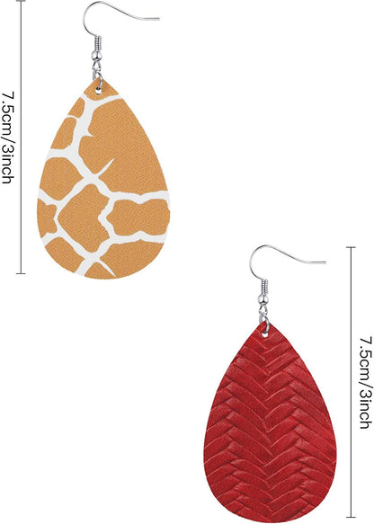 20 Pairs Faux Leather Earrings Lightweight Leaf Earring Teardrop Fall Dangle Earrings for Halloween Christmas Party Apparel & Accessories > Jewelry > Earrings Hicarer   