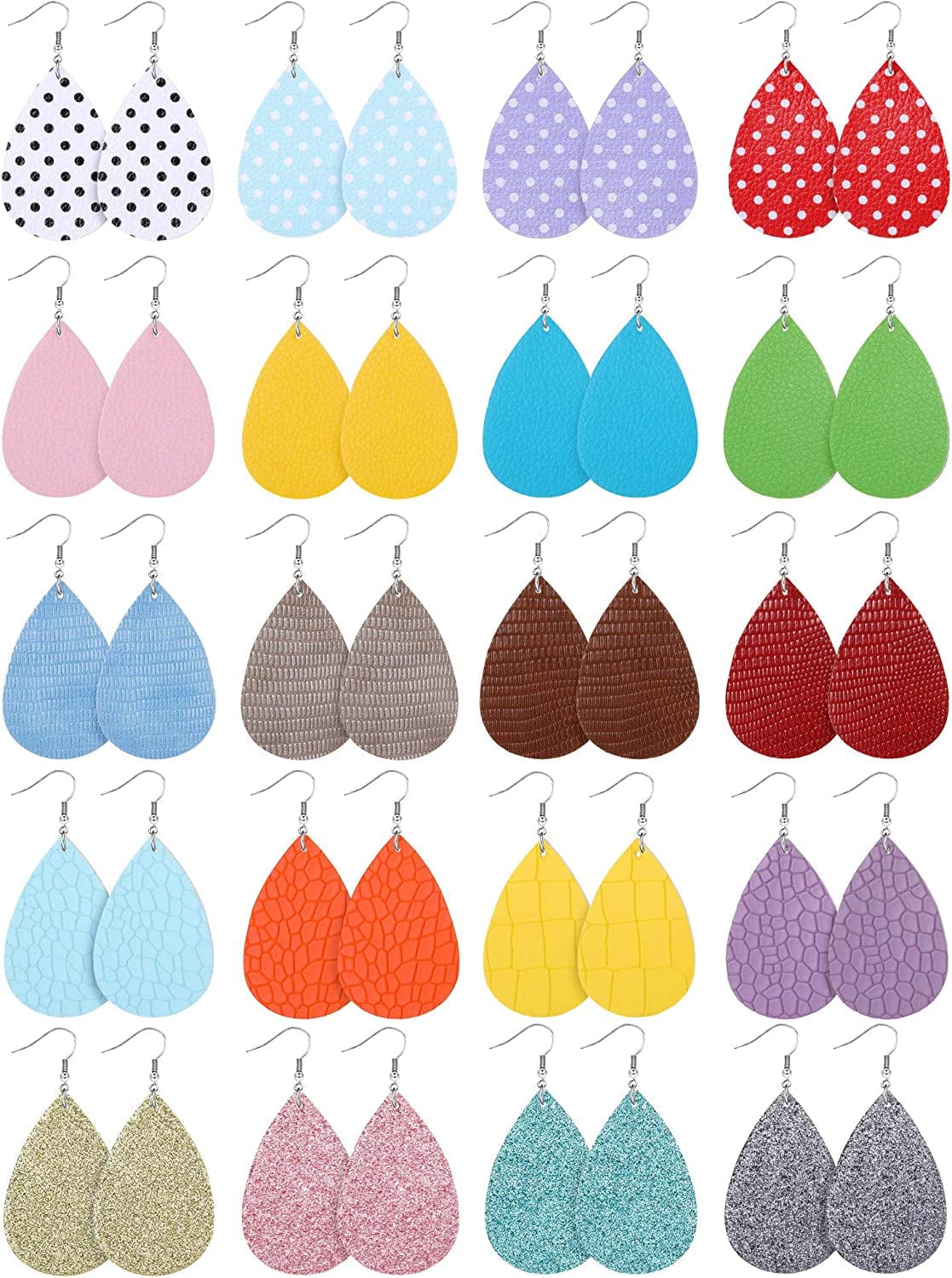 20 Pairs Faux Leather Earrings Lightweight Leaf Earring Teardrop Fall Dangle Earrings for Halloween Christmas Party Apparel & Accessories > Jewelry > Earrings Hicarer Chic Style  