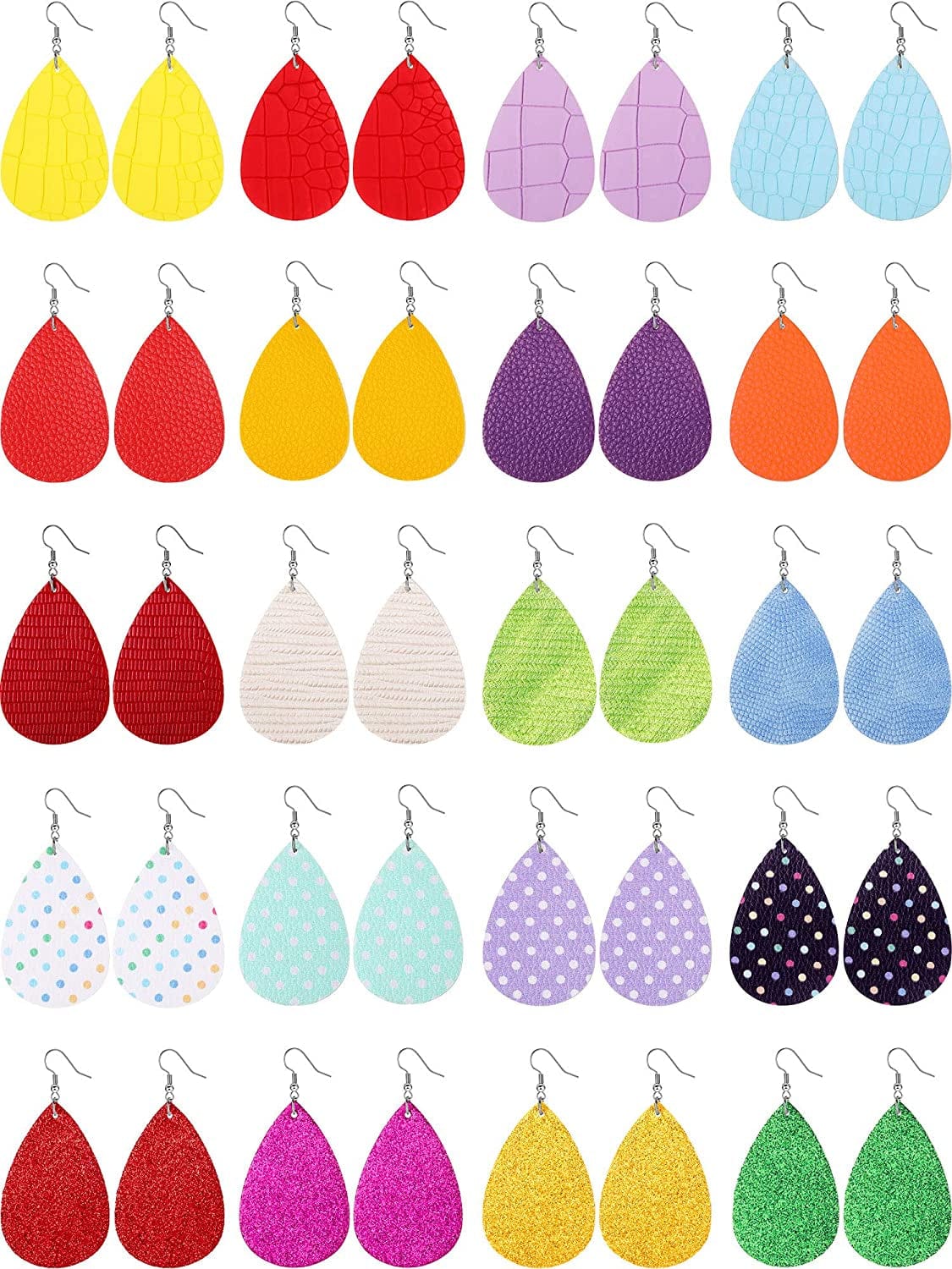 20 Pairs Faux Leather Earrings Lightweight Leaf Earring Teardrop Fall Dangle Earrings for Halloween Christmas Party Apparel & Accessories > Jewelry > Earrings Hicarer Mixed Style  