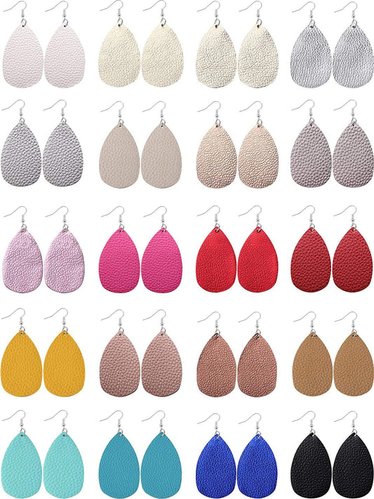 20 Pairs Faux Leather Teardrop Petal Earrings for Ladies Antique Leather Earrings for Women Girls Apparel & Accessories > Jewelry > Earrings Hicarer   