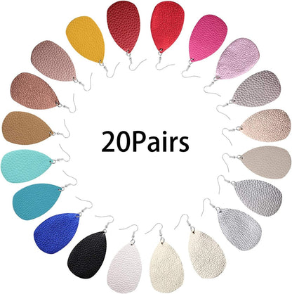 20 Pairs Faux Leather Teardrop Petal Earrings for Ladies Antique Leather Earrings for Women Girls Apparel & Accessories > Jewelry > Earrings Hicarer   