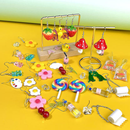 20 Pairs Weird Earrings Funny Earrings Gummy Bear Duck Water Bottle Fish Dinosaur Mushroom Butterfly Strawberry Dangle Earrings Set for Women Girls Apparel & Accessories > Jewelry > Earrings MGGFBLEY   
