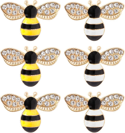 20 Pcs Enamel Bee Charms Pendants Rhinestone Enamel Craft Embellishments Crafting for Halloween DIY Handmade Crafts (Yellow) multicolor
