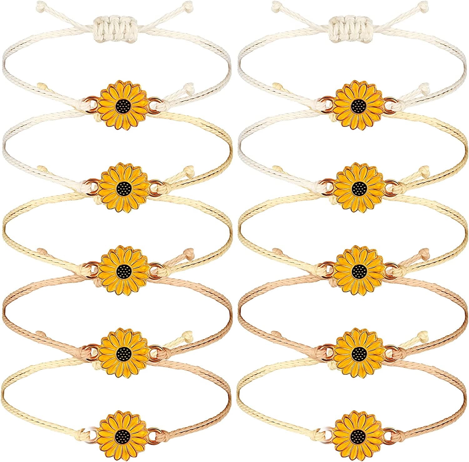 20 Pcs Handmade Sunflower Bracelets Adjustable Friendship Bracelet Friend Boho Couple Bracelets Matching Bracelets Promise Bracelets for Couples Women Girl Friends (Black) Apparel & Accessories > Jewelry > Bracelets Sureio White, Beige, Khaki  