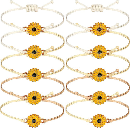 20 Pcs Handmade Sunflower Bracelets Adjustable Friendship Bracelet Friend Boho Couple Bracelets Matching Bracelets Promise Bracelets for Couples Women Girl Friends (Black) Apparel & Accessories > Jewelry > Bracelets Sureio White, Beige, Khaki  
