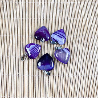 20 Pcs Natural Stone Pendants Heart Shape Crystal Quartz Agate Charms for Jewelry Making Necklace Bracelet