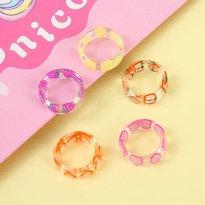 20 Pcs Resin Rings Acrylic Cute Trendy Rings Colorful Rhinestone Rings Jewelry Plastic Resin Square Gem Stackable Chunky Ring for Women Girls