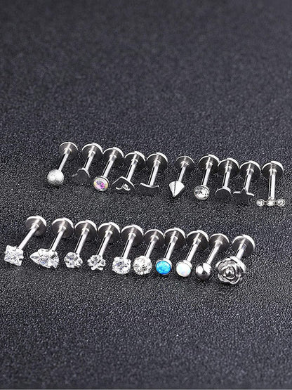 20 Pieces Body Piercing Jewelry Tragus Bars Nose Studs Labret Bars Crystal Style Ball, 20 Styles, 16 Gauge Apparel & Accessories > Jewelry > Body Jewelry Sumind   