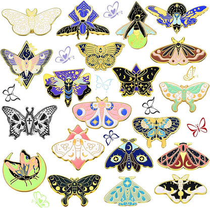 20 Pieces Butterfly Enamel Pins Set Horror Butterfly Enamel Lapel Pins Cool Steampunk Butterfly Brooches Pins Assorted Badges Pins Animal Pins Christmas Gifts for Backpack Hats Clothes
