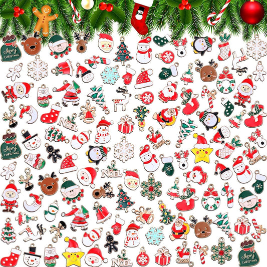 200 Pcs Christmas Charms for Jewelry Making Christmas Pendant Charm Alloy Charms Bulk Christmas Jewelry Metal Charms for Holiday Necklace Bracelet Earring Clothes DIY Ornaments Supplies