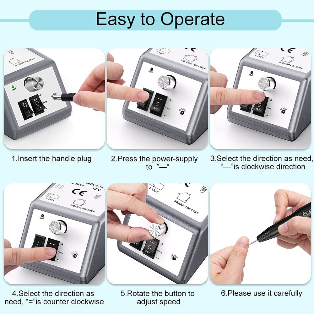 20000 RPM Nail Drill Machine Electric Nail File Professional Manicure Drill for Acrylic, Nail E File for Gel Nails Polishing Tools with 100 Sanding Bands and 6 Nail Drill Bits Health & Beauty > Personal Care > Cosmetics > Cosmetic Tools > Nail Tools JIASHENG   