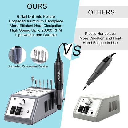 20000 RPM Nail Drill Machine Electric Nail File Professional Manicure Drill for Acrylic, Nail E File for Gel Nails Polishing Tools with 100 Sanding Bands and 6 Nail Drill Bits Health & Beauty > Personal Care > Cosmetics > Cosmetic Tools > Nail Tools JIASHENG   