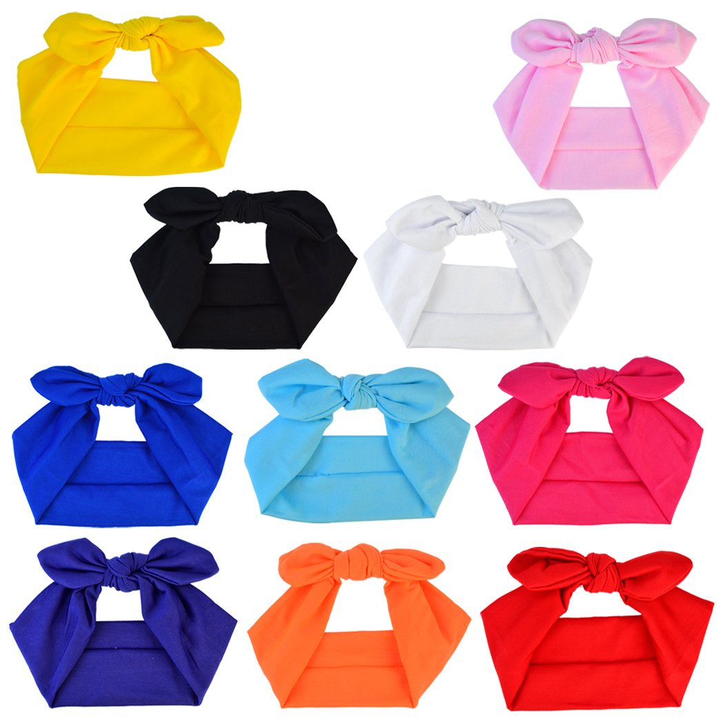 Miayon Women Headbands Headwraps Hair Bands Bows Accessories Turban Head Wraps Cotton 10Pcs Solid Color for Woman Girls Apparel & Accessories > Clothing Accessories > Bandanas & Headties Miayon multicolor  