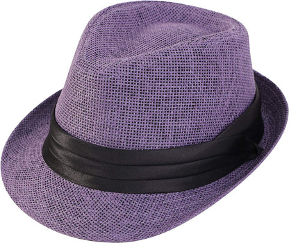 Simplicity Fedora for Men Women Unisex Men'S Women'S Classic Manhattan Structured Gangster Trilby Fedora Hat Apparel & Accessories > Clothing Accessories > Hats Simplicity Purple Large-X-Large 